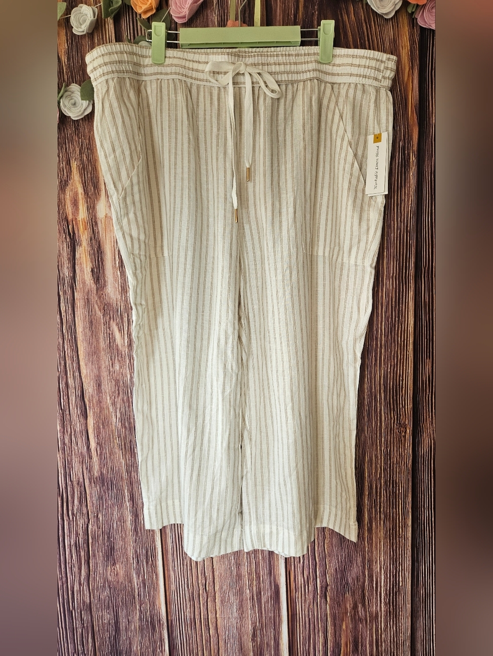 NWT Land n Sea Linen Blend Cropped Pants Plus Size 2X